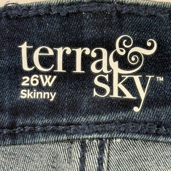 Terra & Sky Women's Stretch High Rise Core Skinny Dark Wash Jeans Plus 26W NWT - Picture 5 of 10